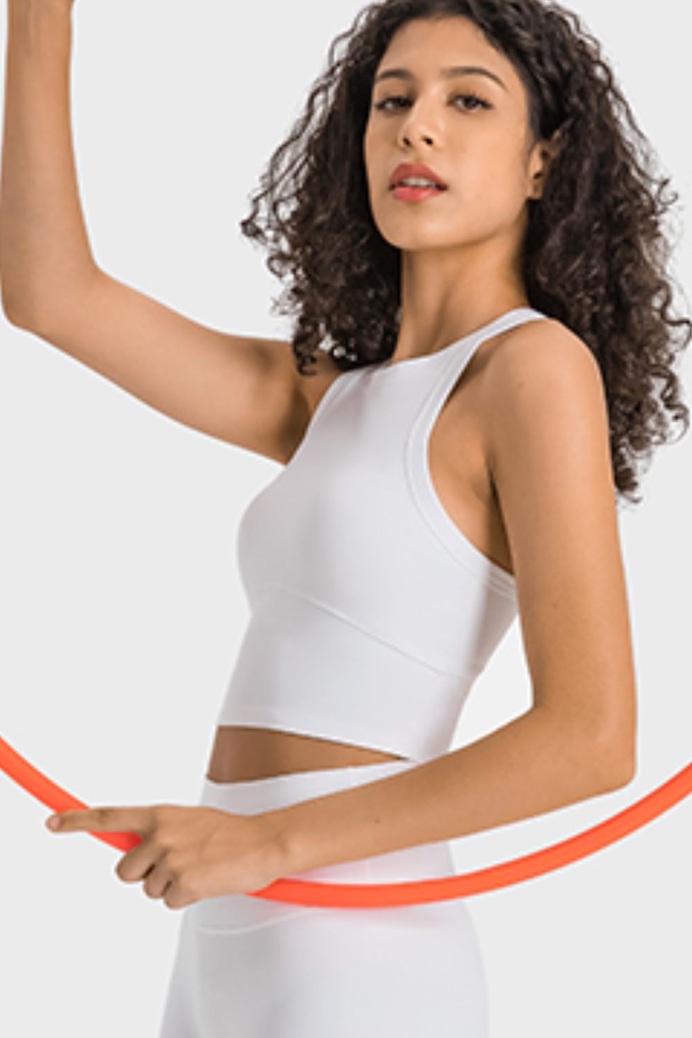 Racerback Cropped Sports Tank in White for Women