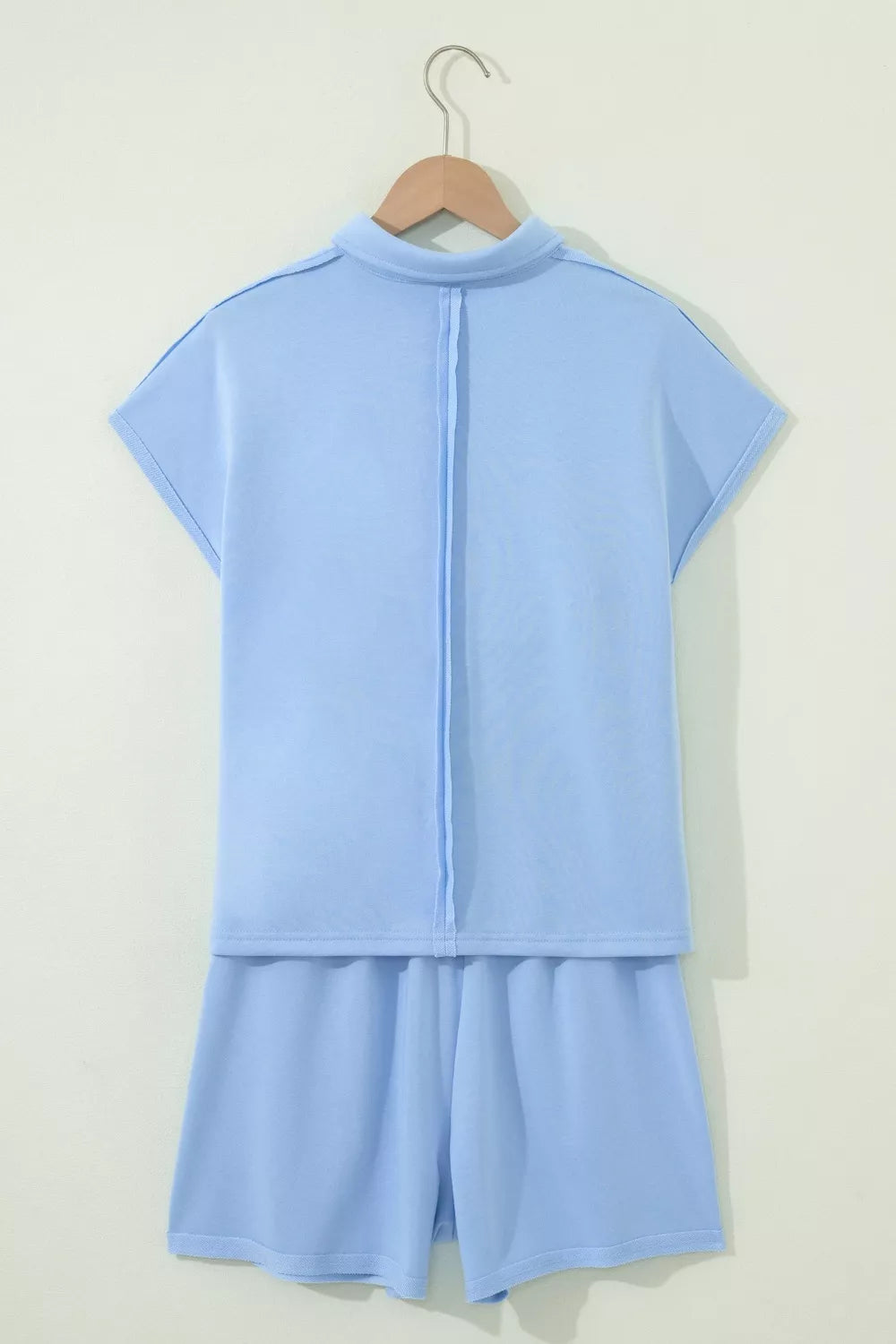 Casual Polo Collar Sleeveless Top and Shorts Set for Women