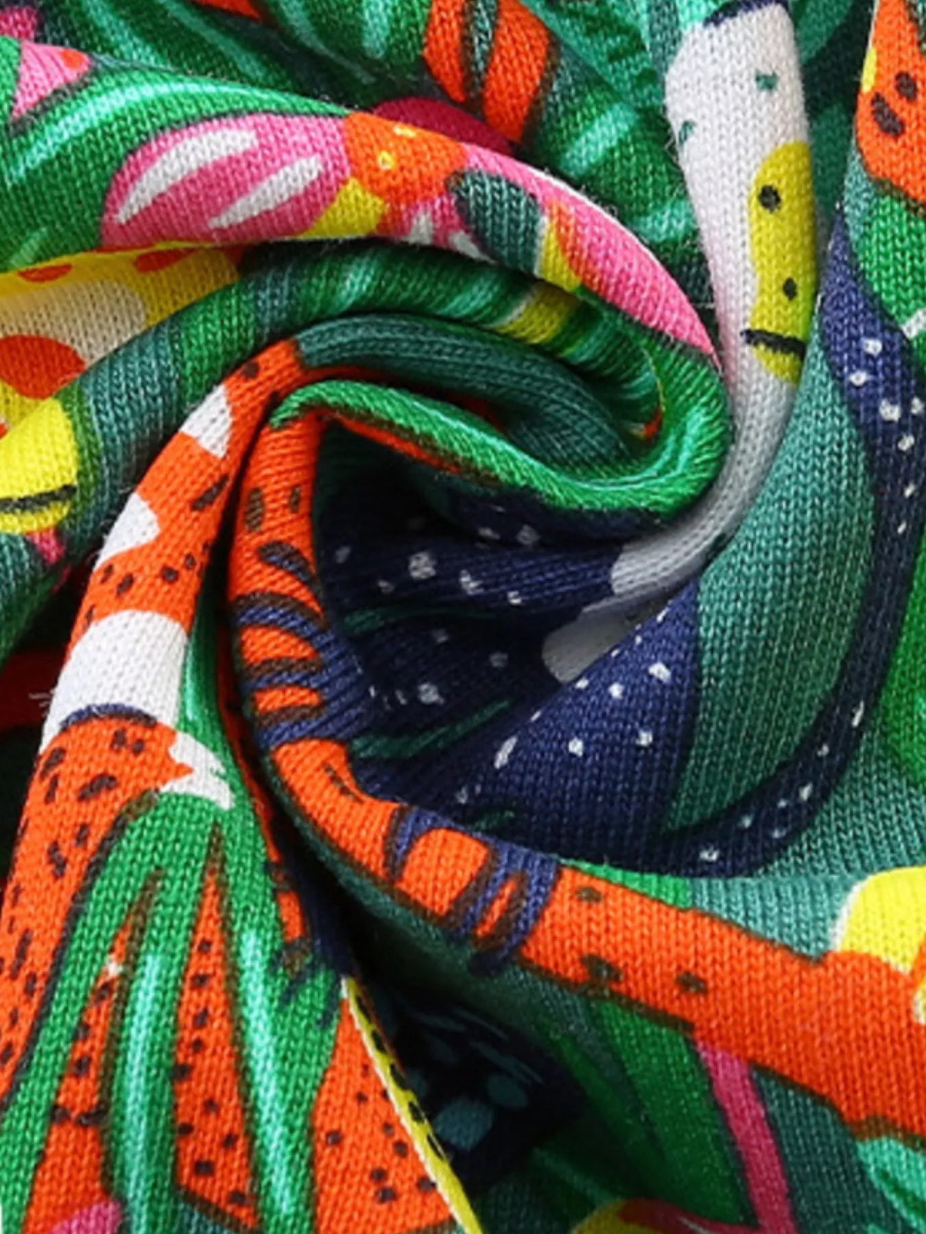 Printed Round Neck Dress in Multicolor for Girls