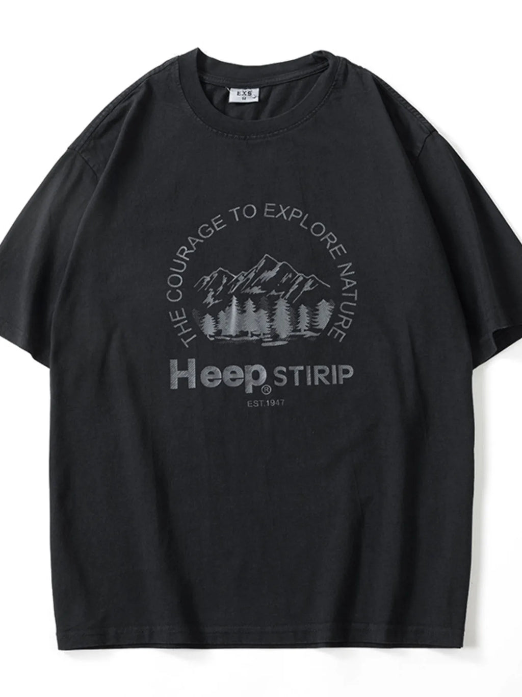 Plus Size Round Neck Half Sleeve T-Shirt in Black for Men