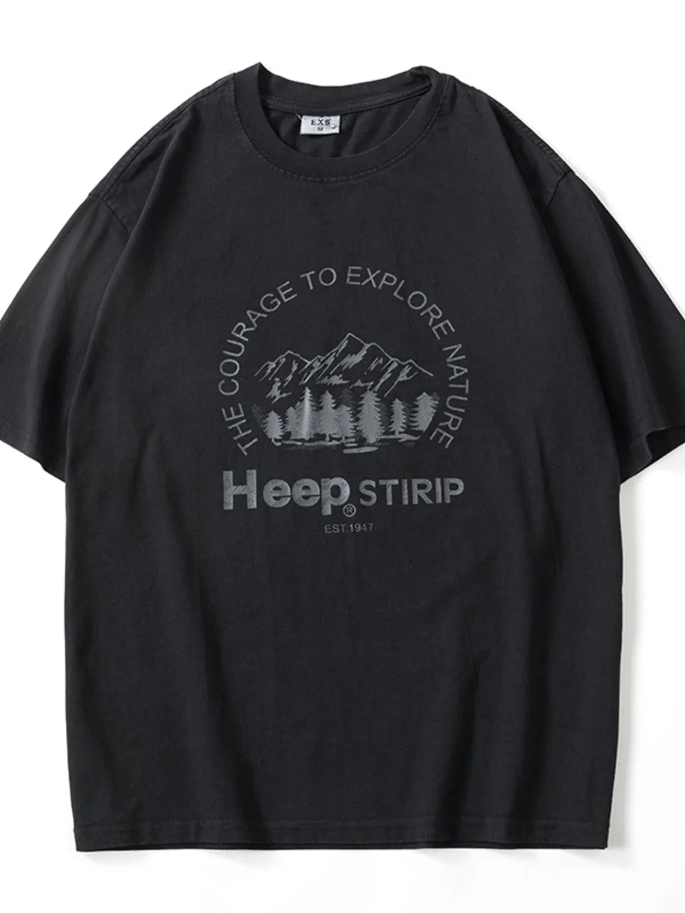 Plus Size Round Neck Half Sleeve T-Shirt in Black for Men