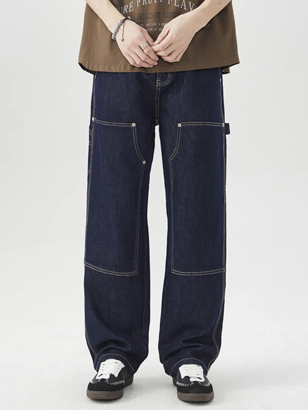 Wide Leg Jeans in Dark Navy for Men