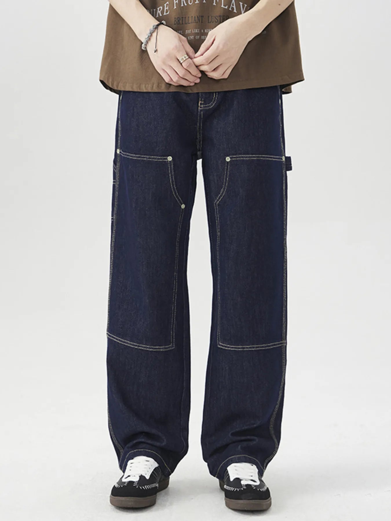 Wide Leg Jeans in Dark Navy for Men