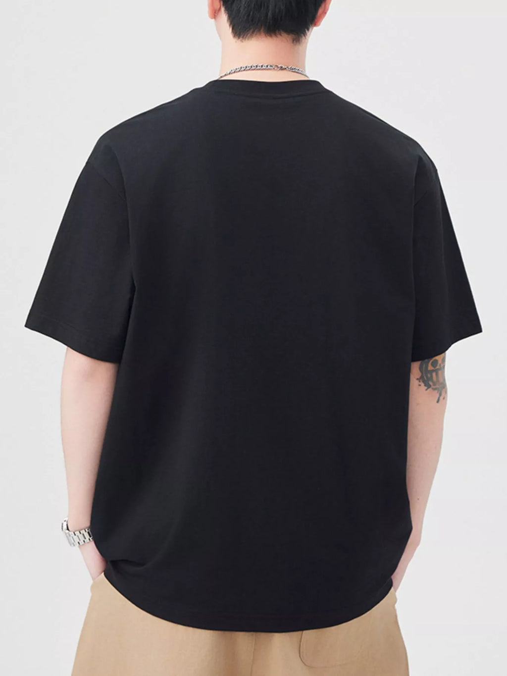 Plus Size Round Neck Relaxed Fit T-Shirt in Purple in White for Men