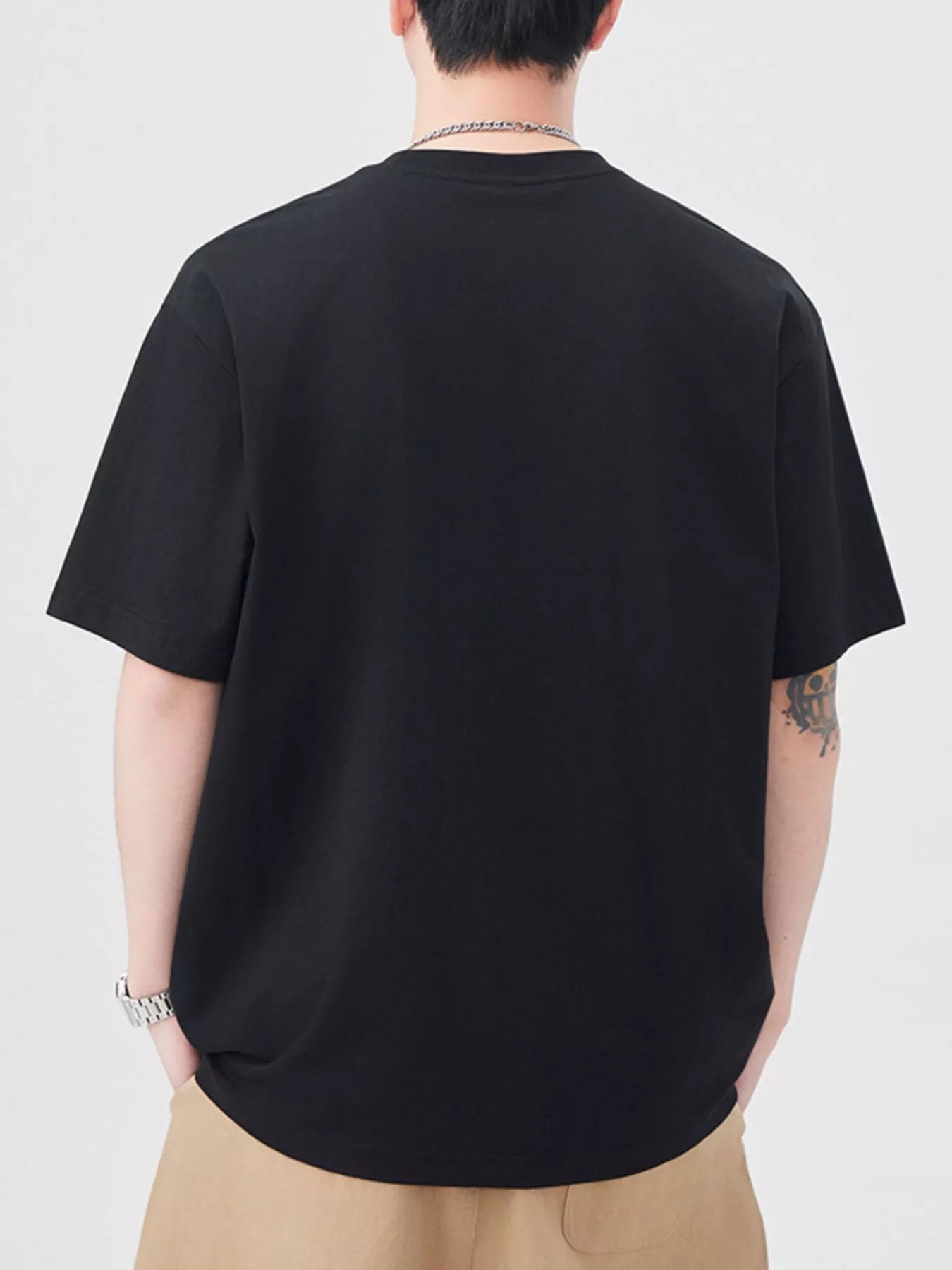 Plus Size Round Neck Relaxed Fit T-Shirt in Purple in White for Men