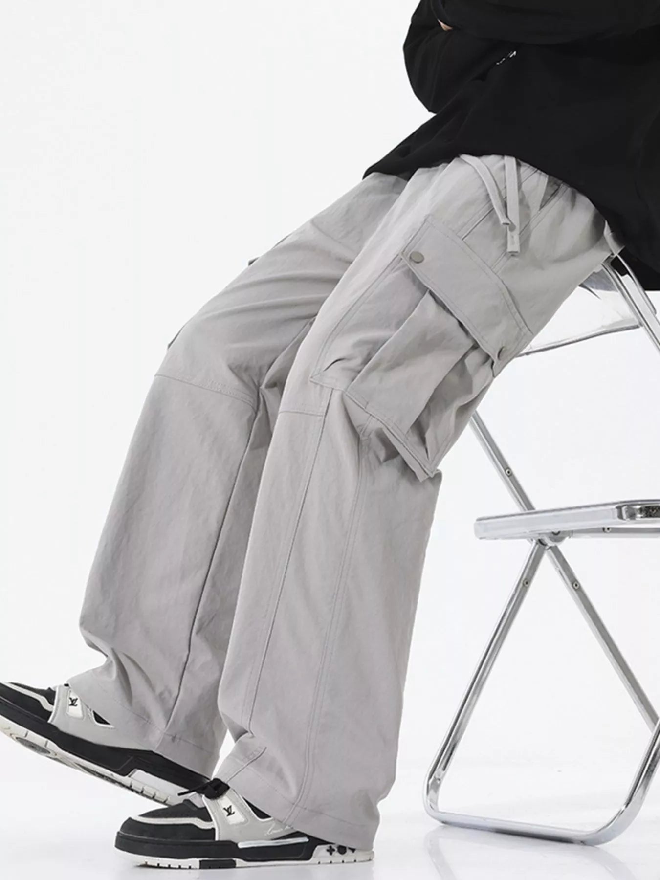 Loose Fit Cargo Pants Plus Size in Modern Gray for Men