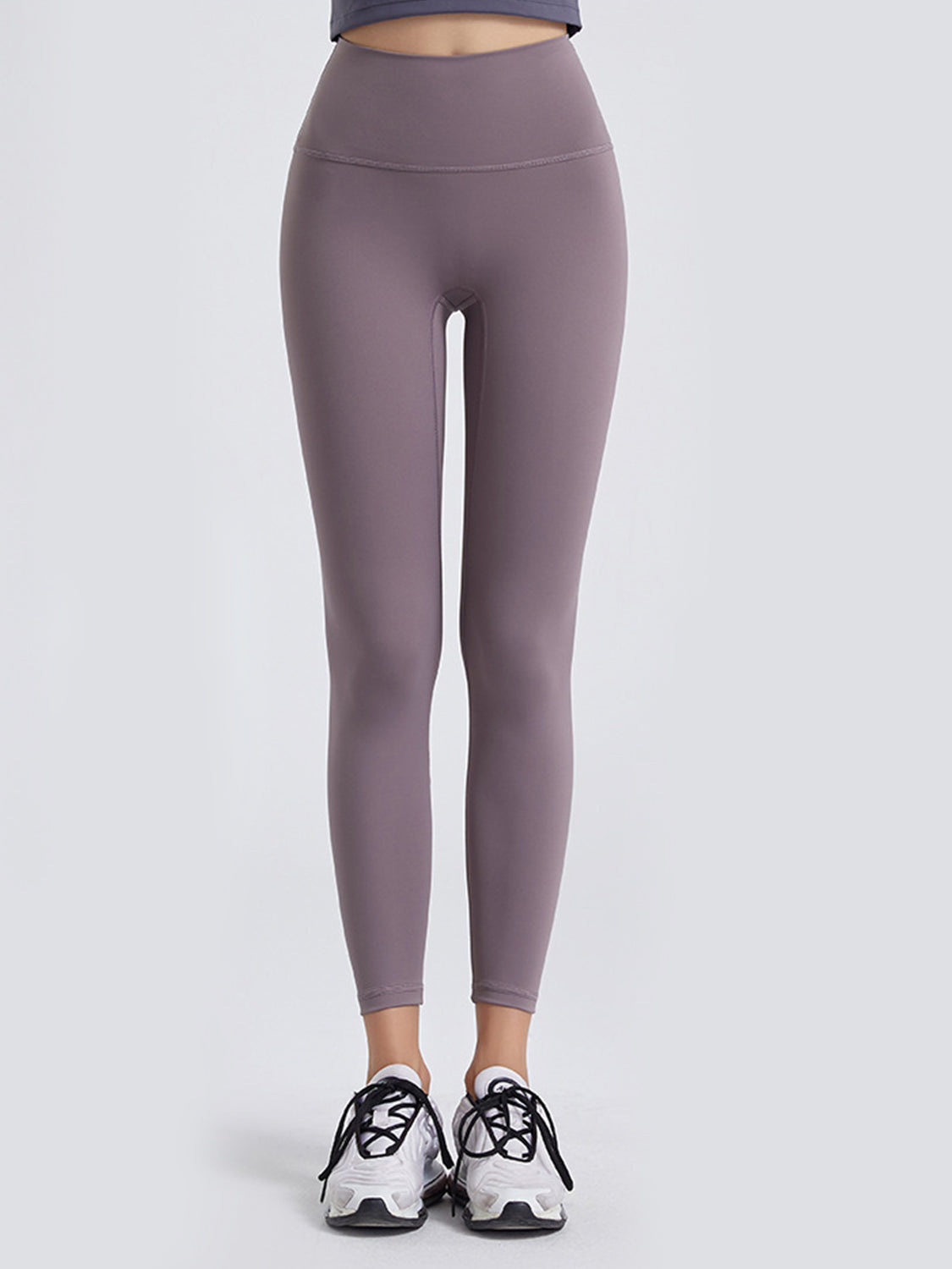 Wide Waistband Sports Leggings in Mocha in Light Gray for Women