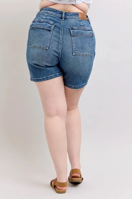 High Rise Denim Shorts Plus Size for Women