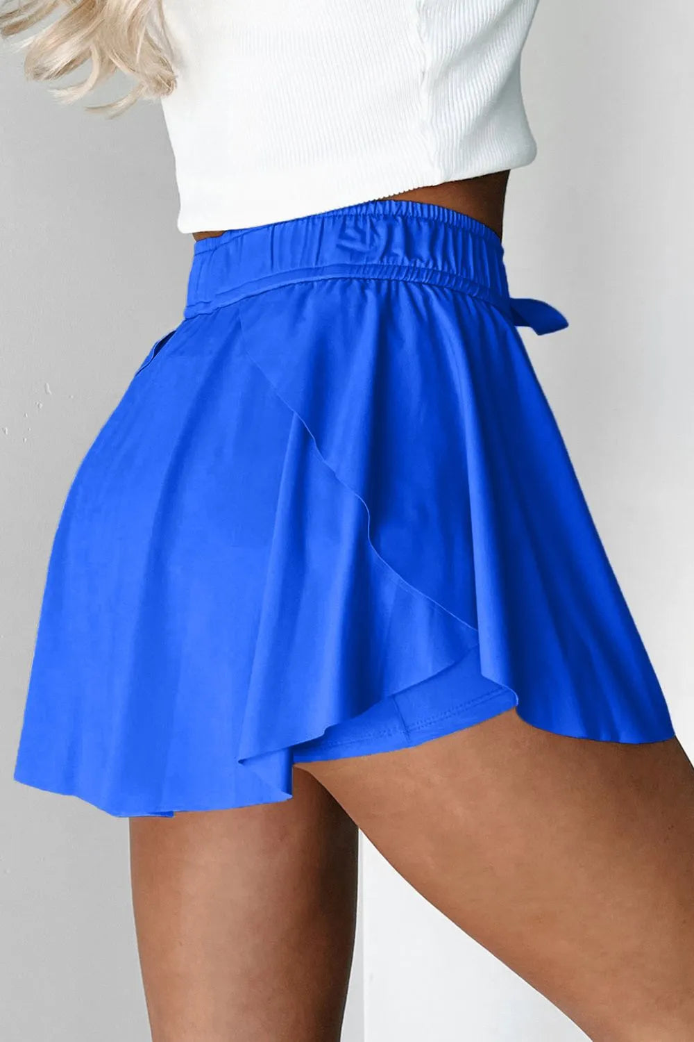 Drawstring Active Skorts in Blue for Women