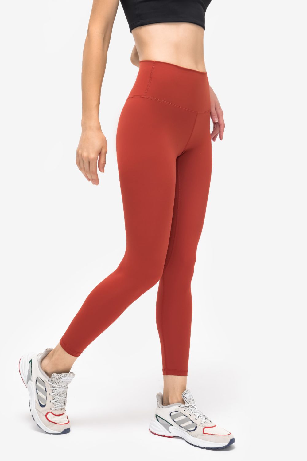 Invisible Pocket Sports Leggings in Brick Red for Women