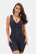 Plus Size Lace Trim Shapewear with Zipper in Black for Women