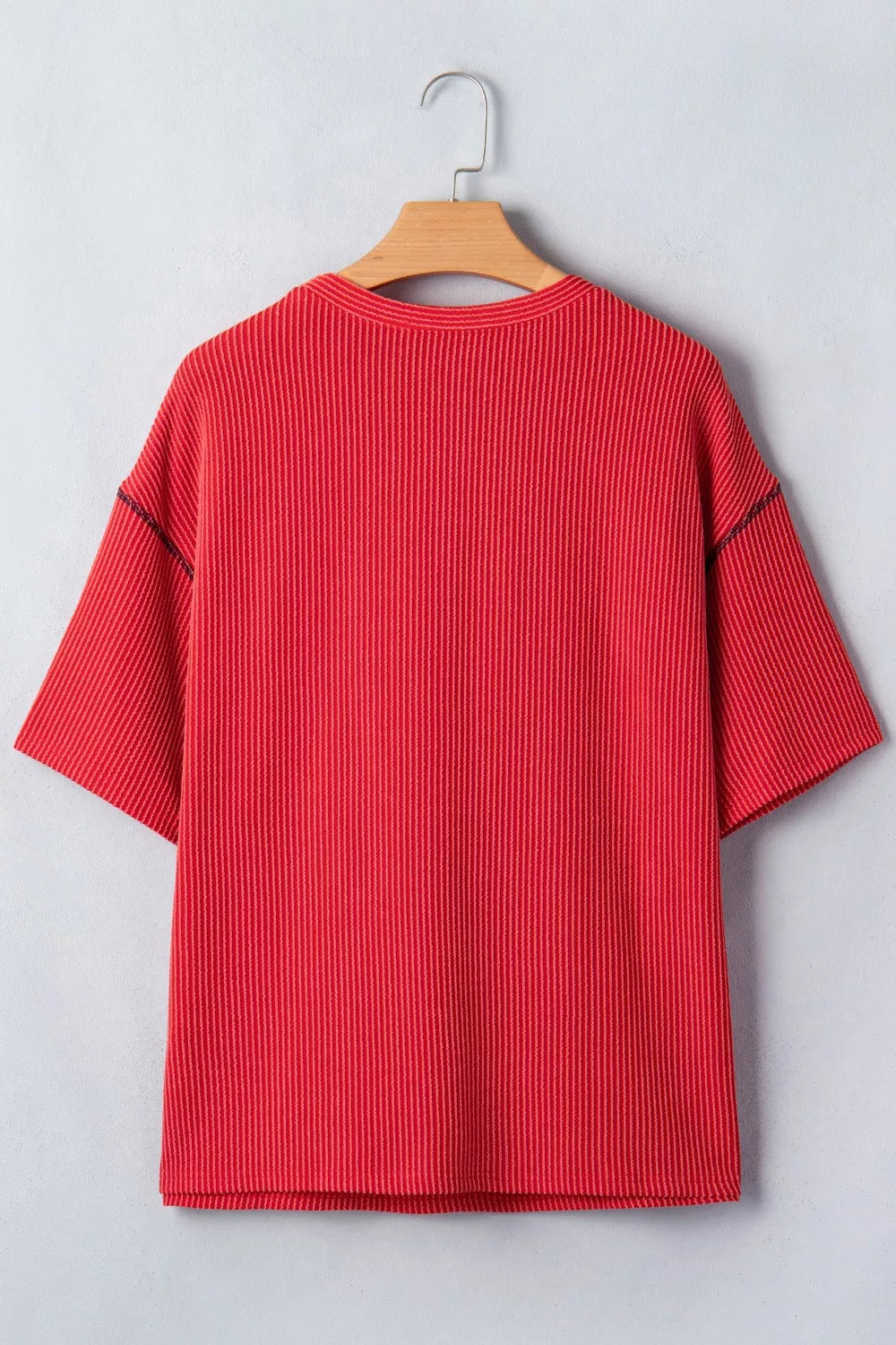 Twisted Rib Vintage USA Letter Printed T-Shirt in Scarlet for Women