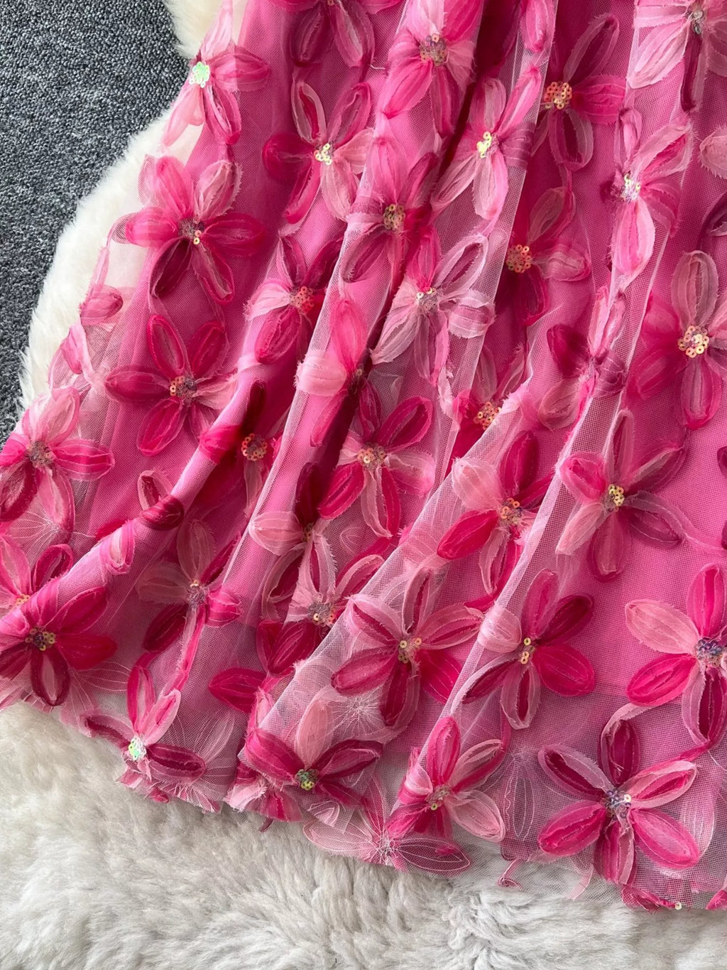 Floral Mesh Skirt in Purple for Women