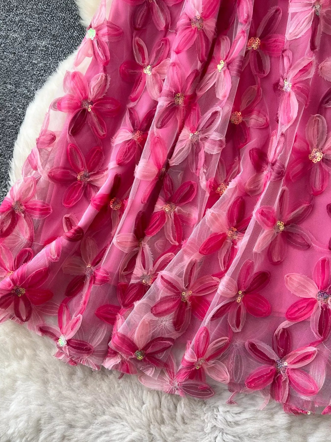 Floral Mesh Skirt in Purple for Women
