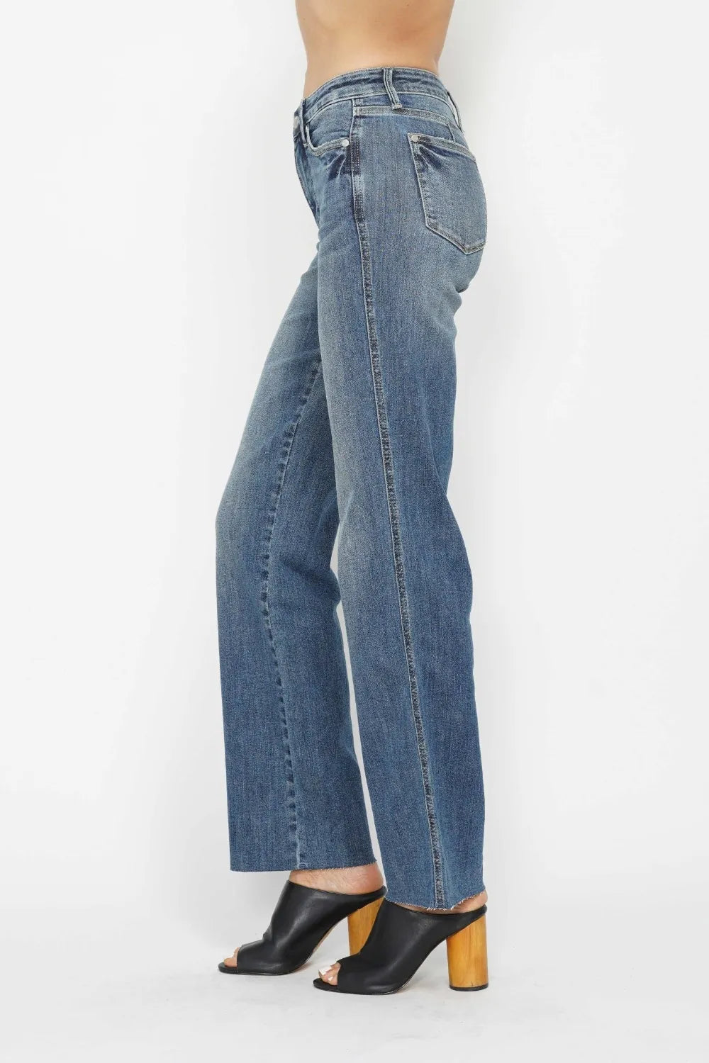 Plus Size Tummy Control Straight Jeans in Medium for Women