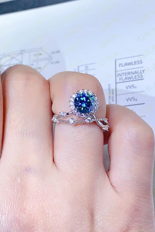 1 Carat Moissanite 925 Sterling Silver Ring in Purple for Women