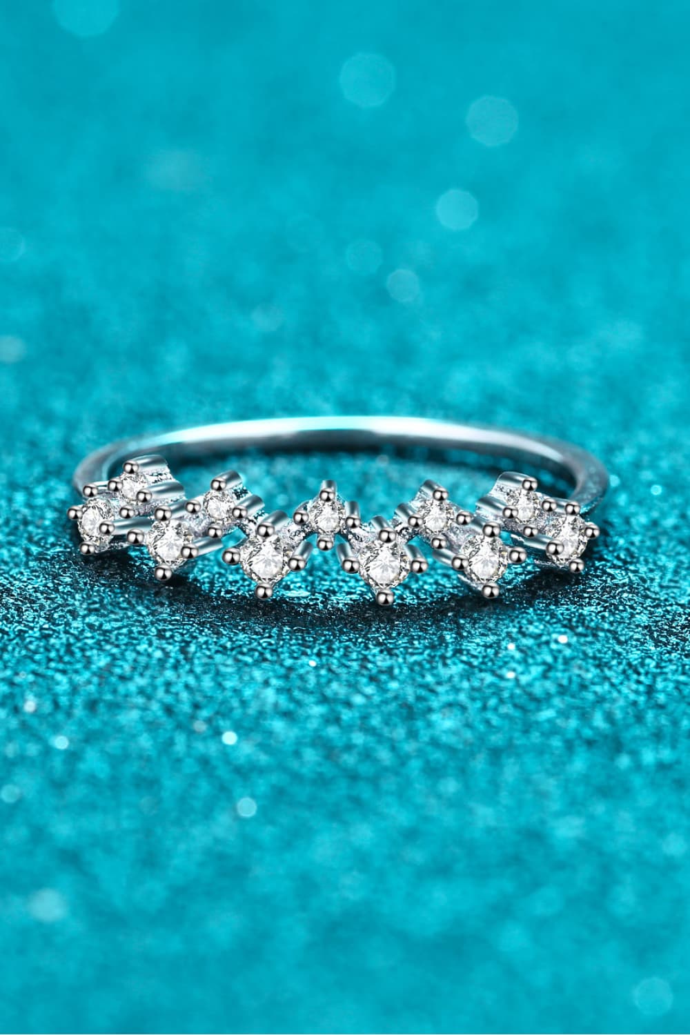 Moissanite Rhodium-Plated Half-Eternity Ring in Silver for Women