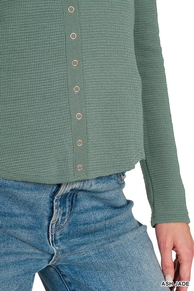 Double Knit Snap Button Shirts in Jade Green for Women