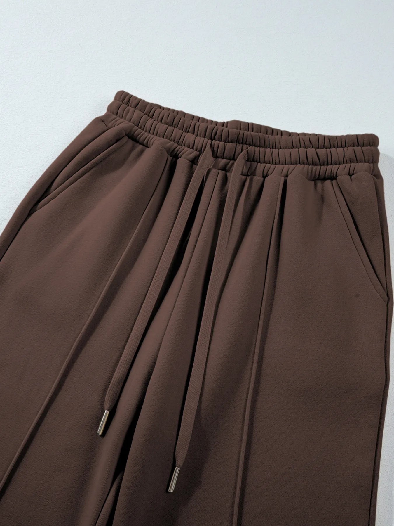 Collared Sweatshirt and High Waist Pants Active Set in Black for Women