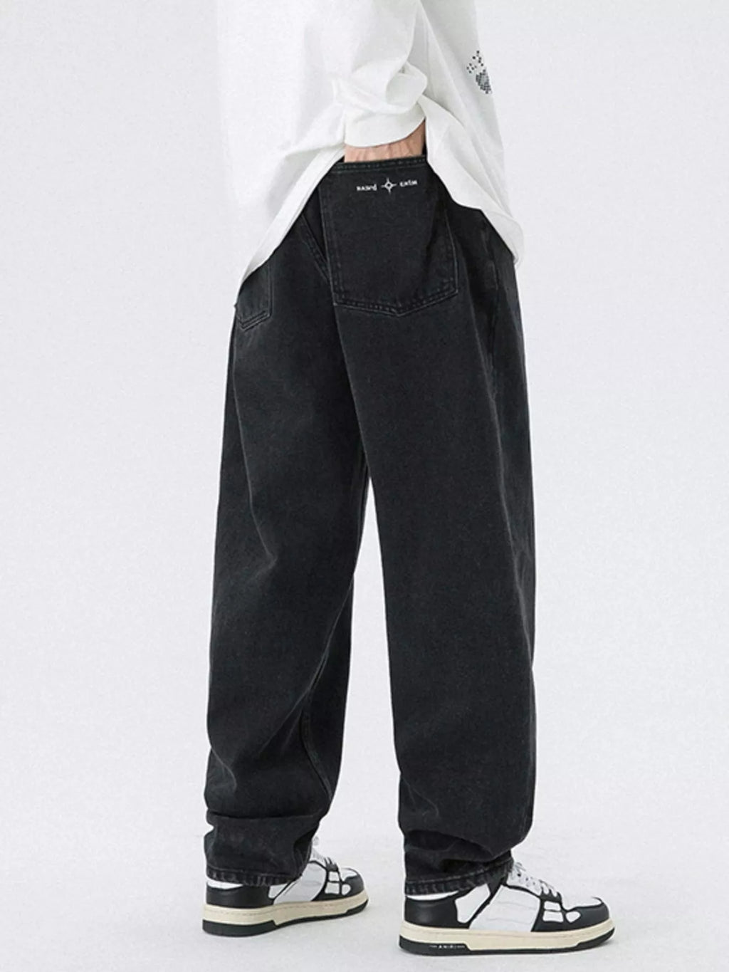 Pocketed Wide Leg Jeans in French Blue for Men