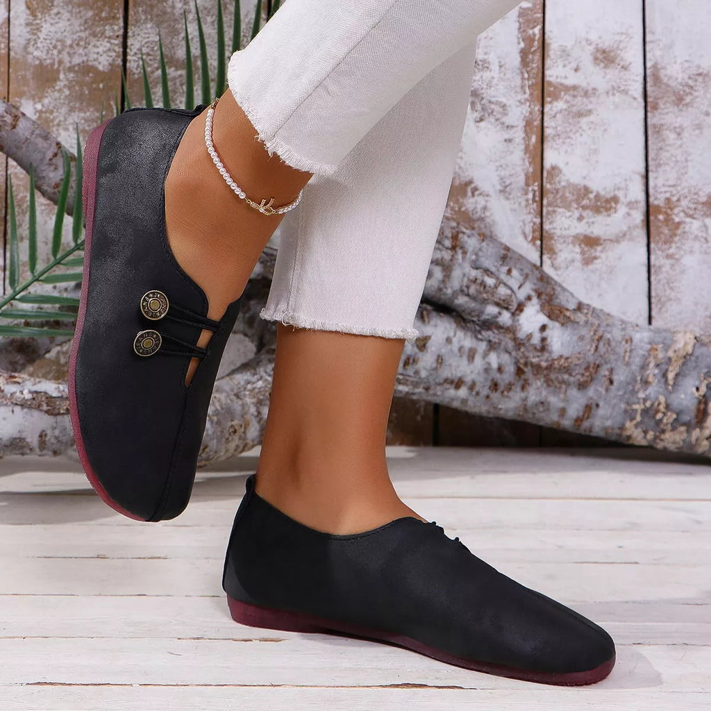 Round Toe Slip-Ons in Black for Women