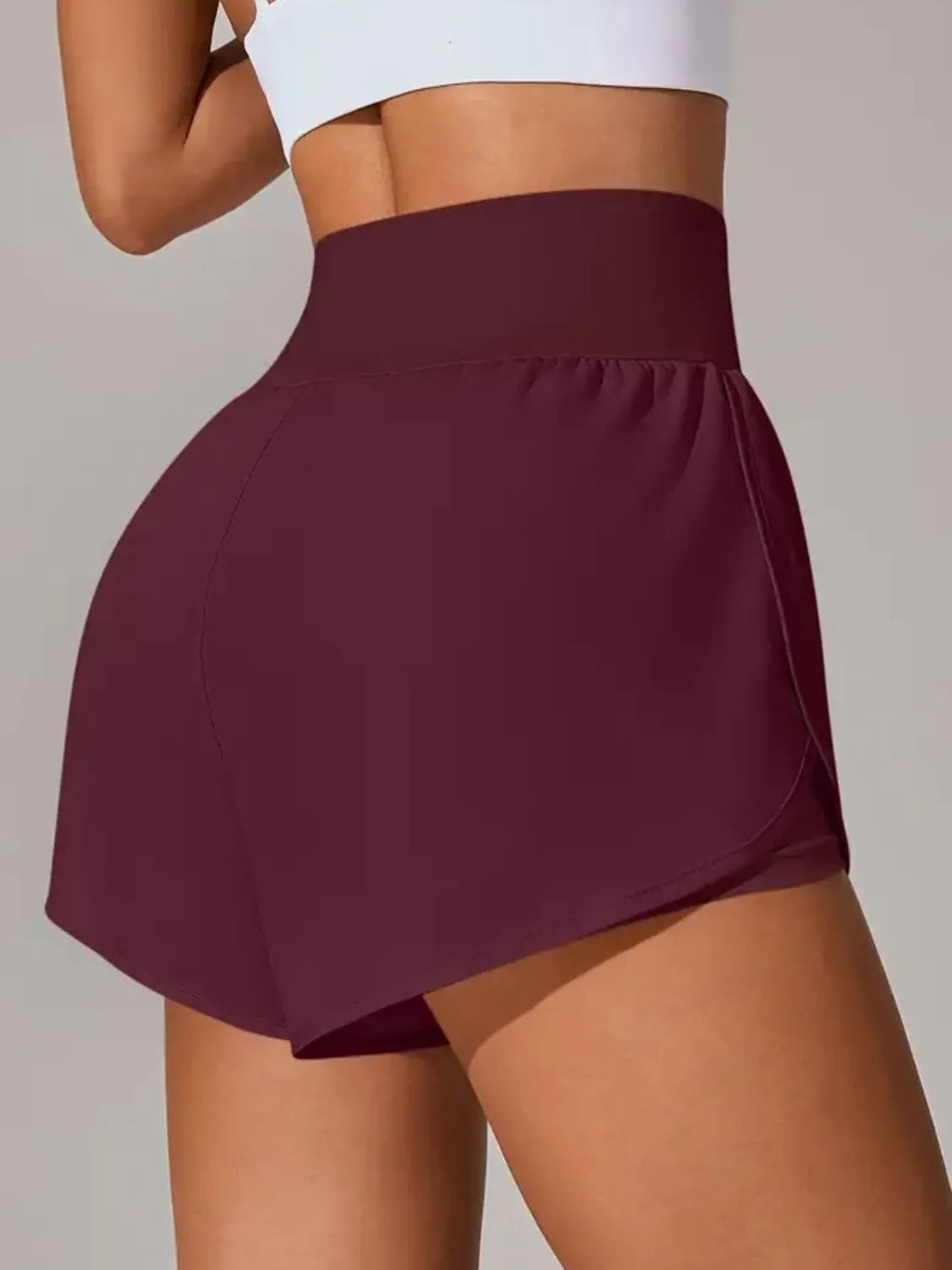 Pocketed High Waist Active Shorts in Dusty Pink for Women