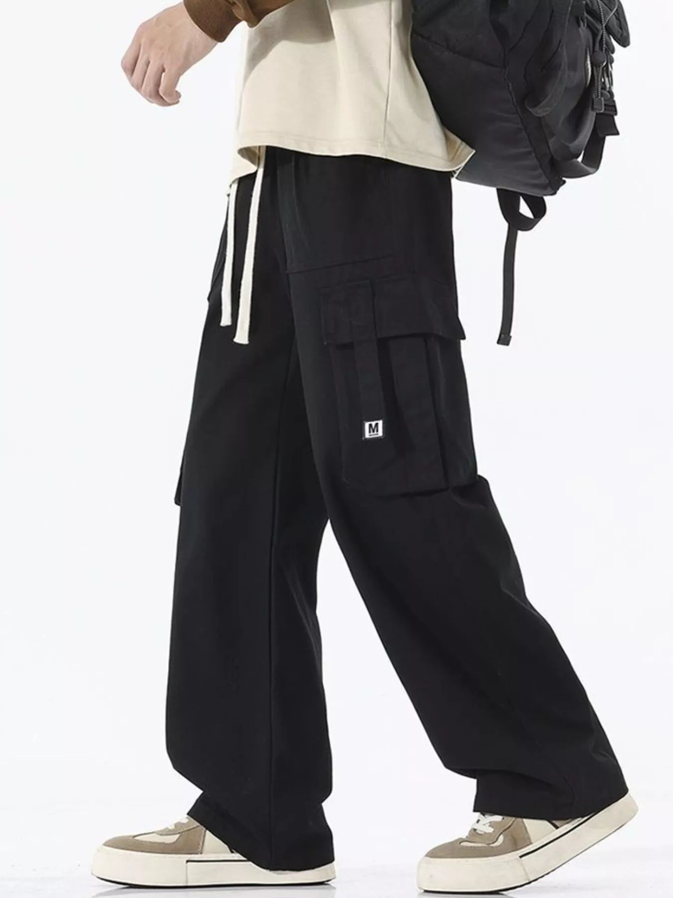 Cargo Wide Leg Pants Plus Size in Khaki for Men