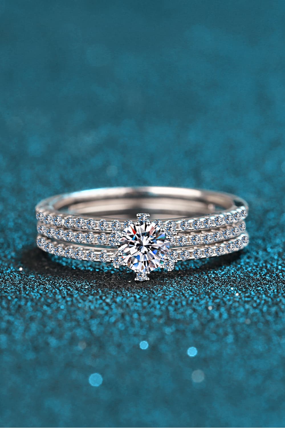 Moissanite 925 Sterling Silver Ring Set for Women