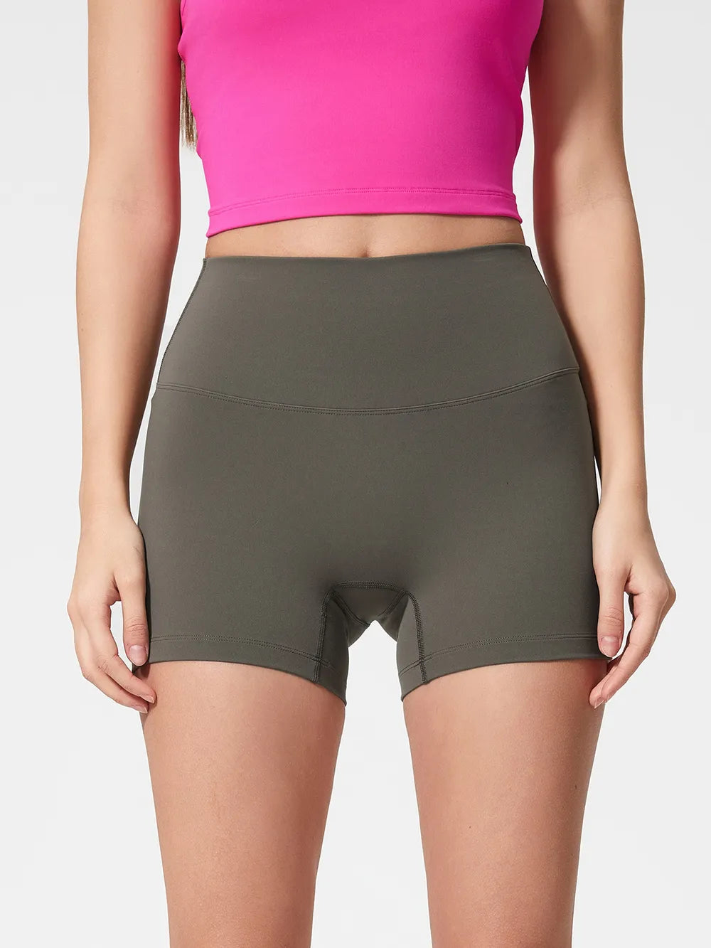 High Waist Active Shorts in Deep Dark Green for Women