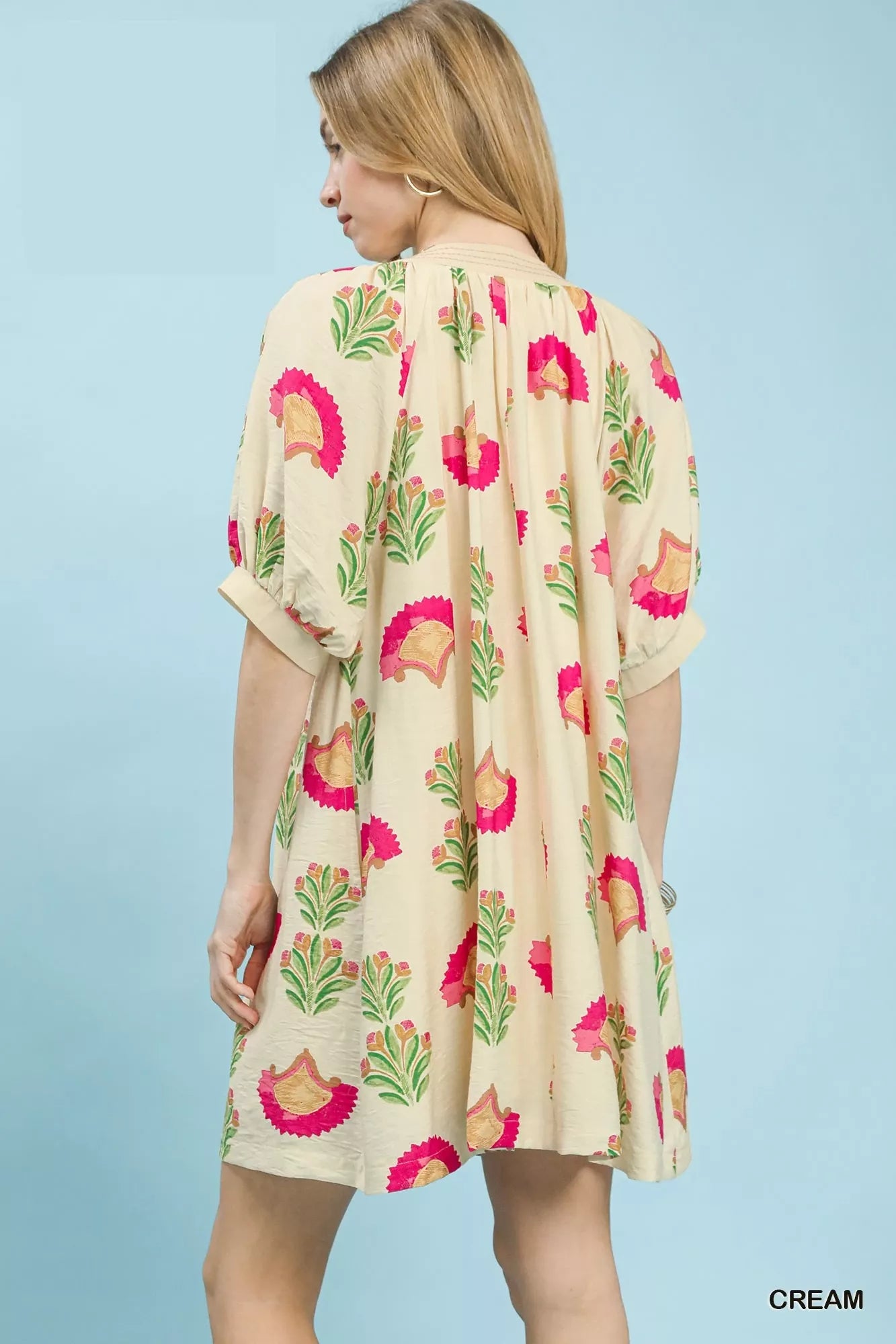 Abstract Print Mini Dress in Cream for Women