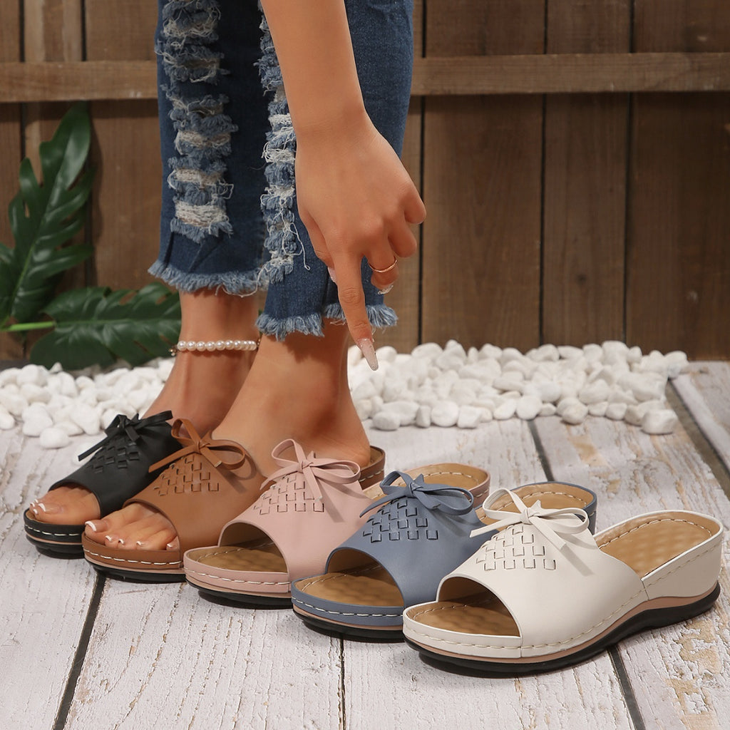 Open Toe Wedge Sandals in Light Pink for Women