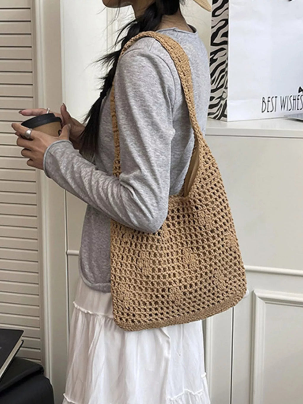 Knitted Crochet Shoulder Bag for Women
