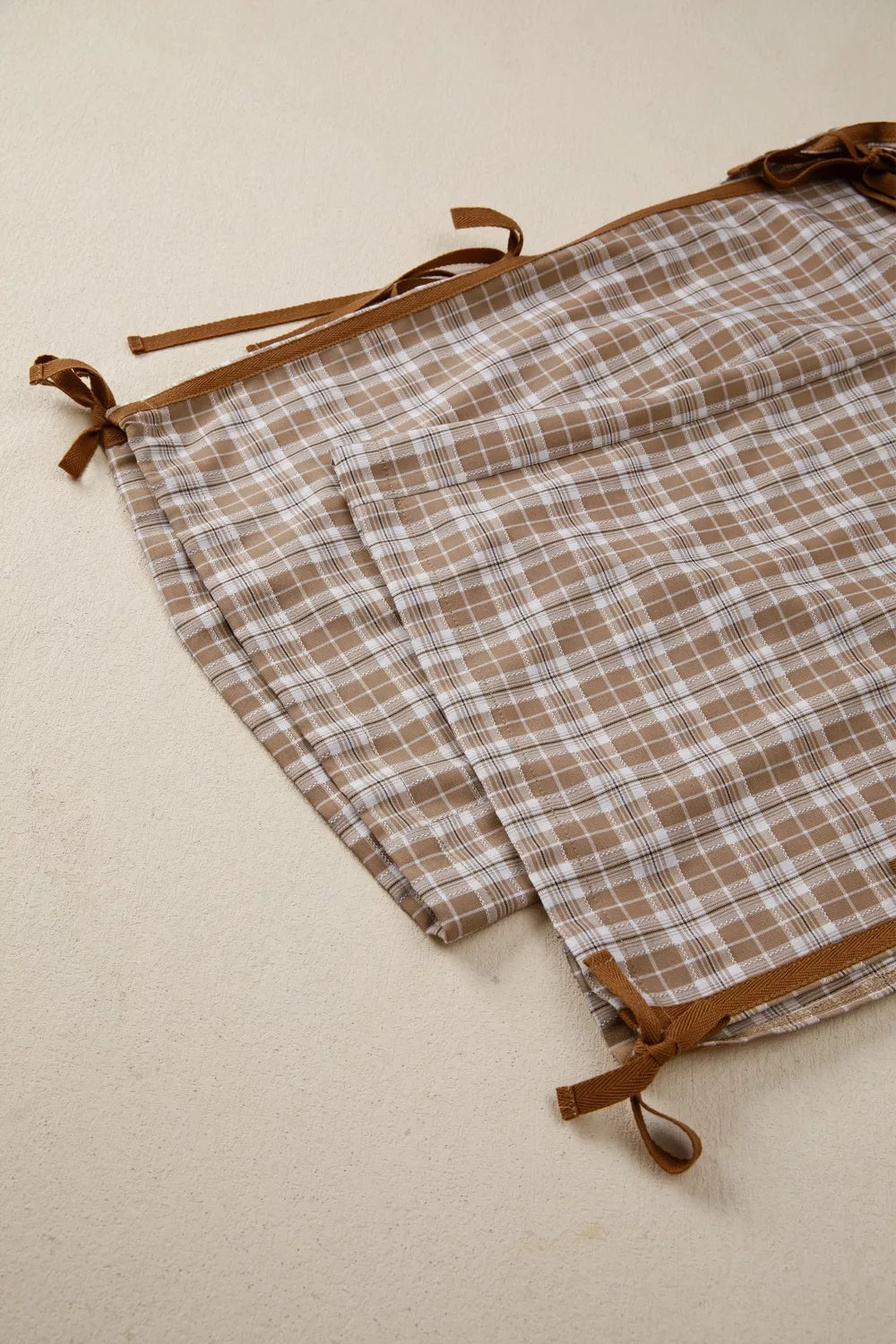 Plaid Print Tie Detail Casual Pants for Women