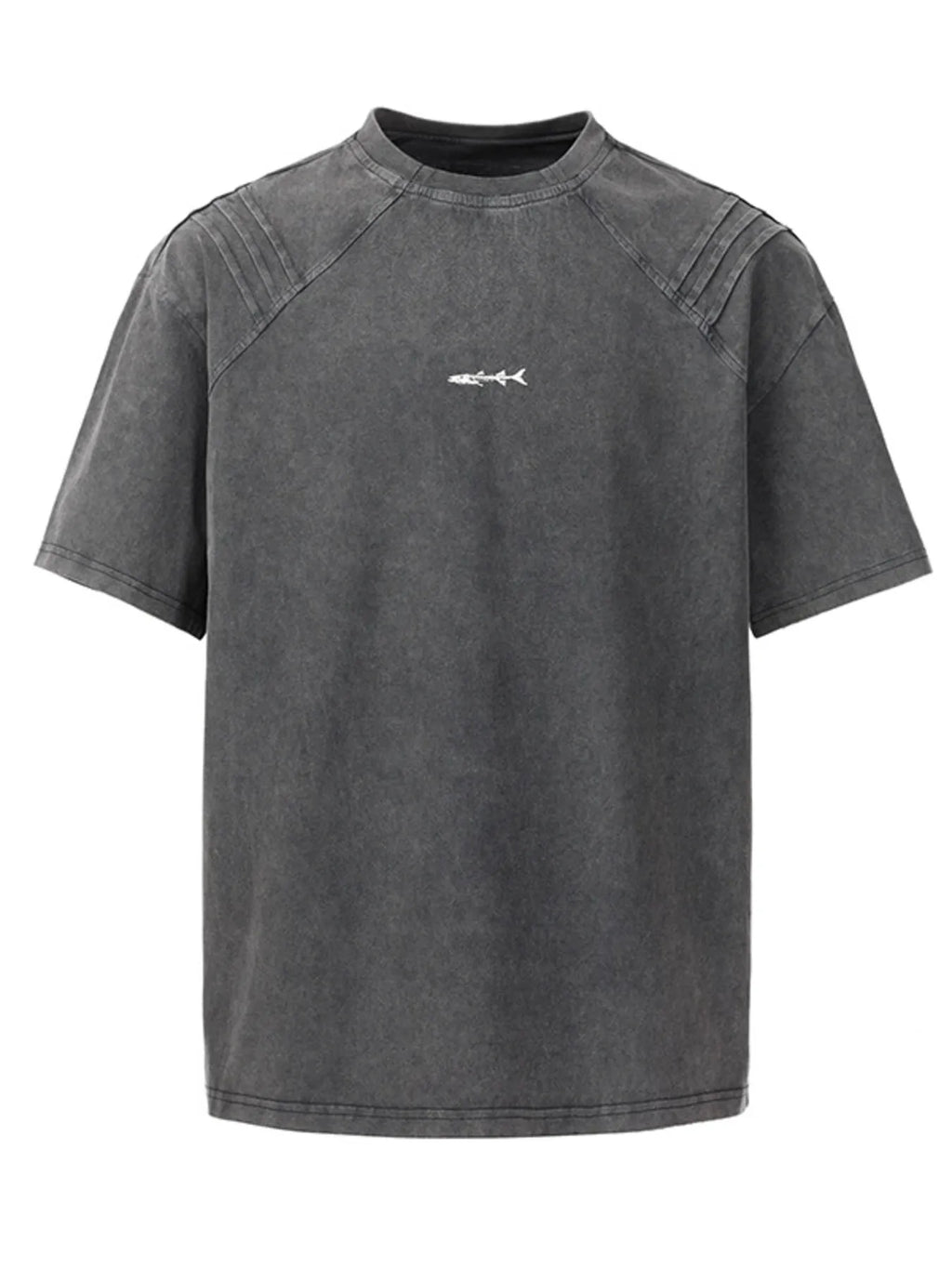 Plus Size Vintage Washed Round Neck Tee in Dark Gray for Men
