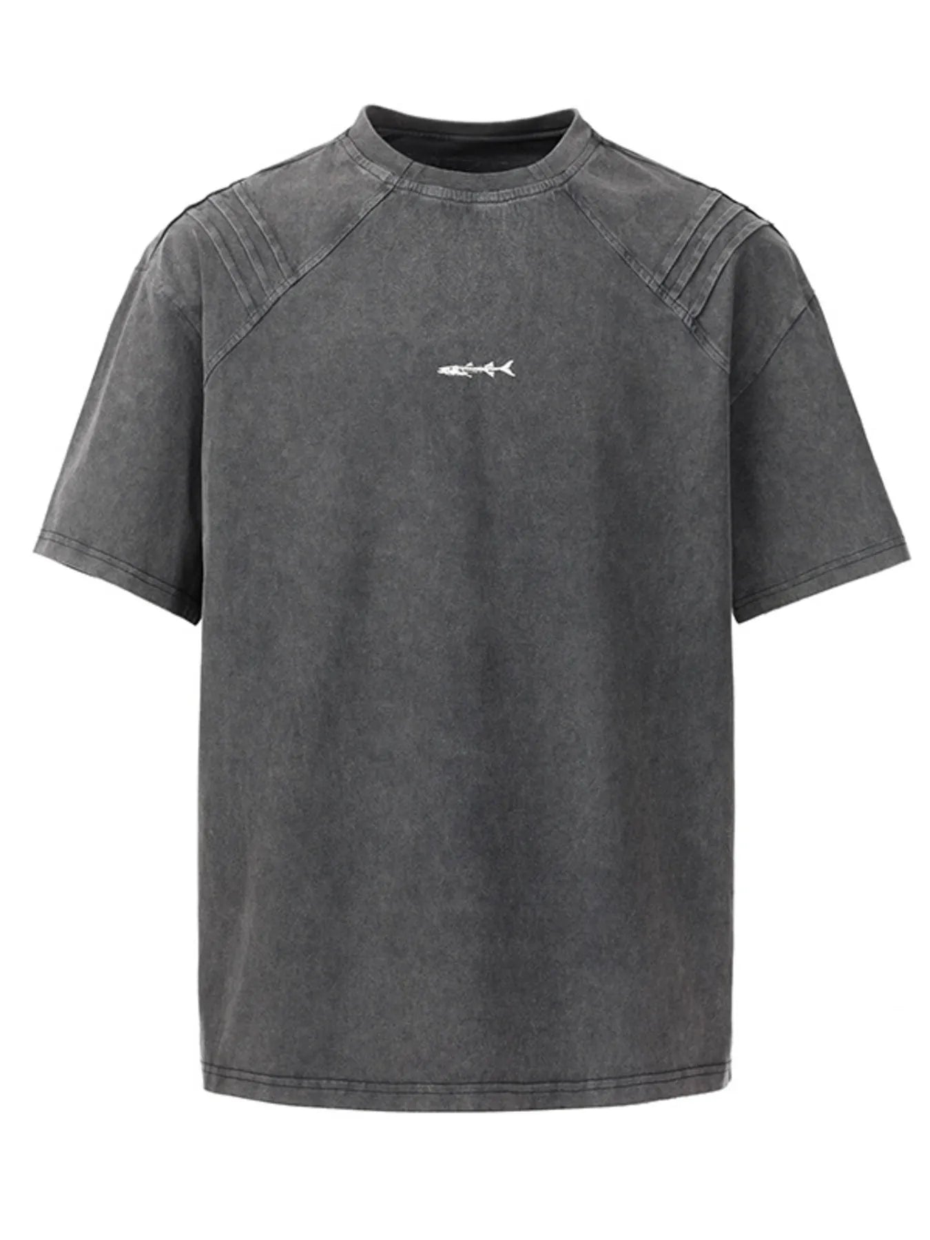 Plus Size Vintage Washed Round Neck Tee in Dark Gray for Men