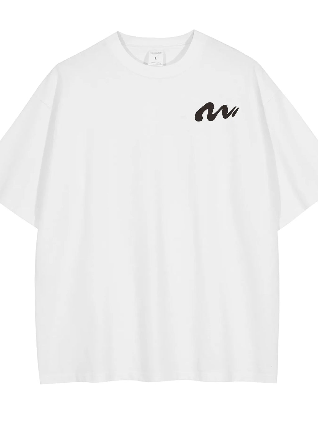 Round Neck Half Sleeve T-Shirt Plus Size in Black in White for Men