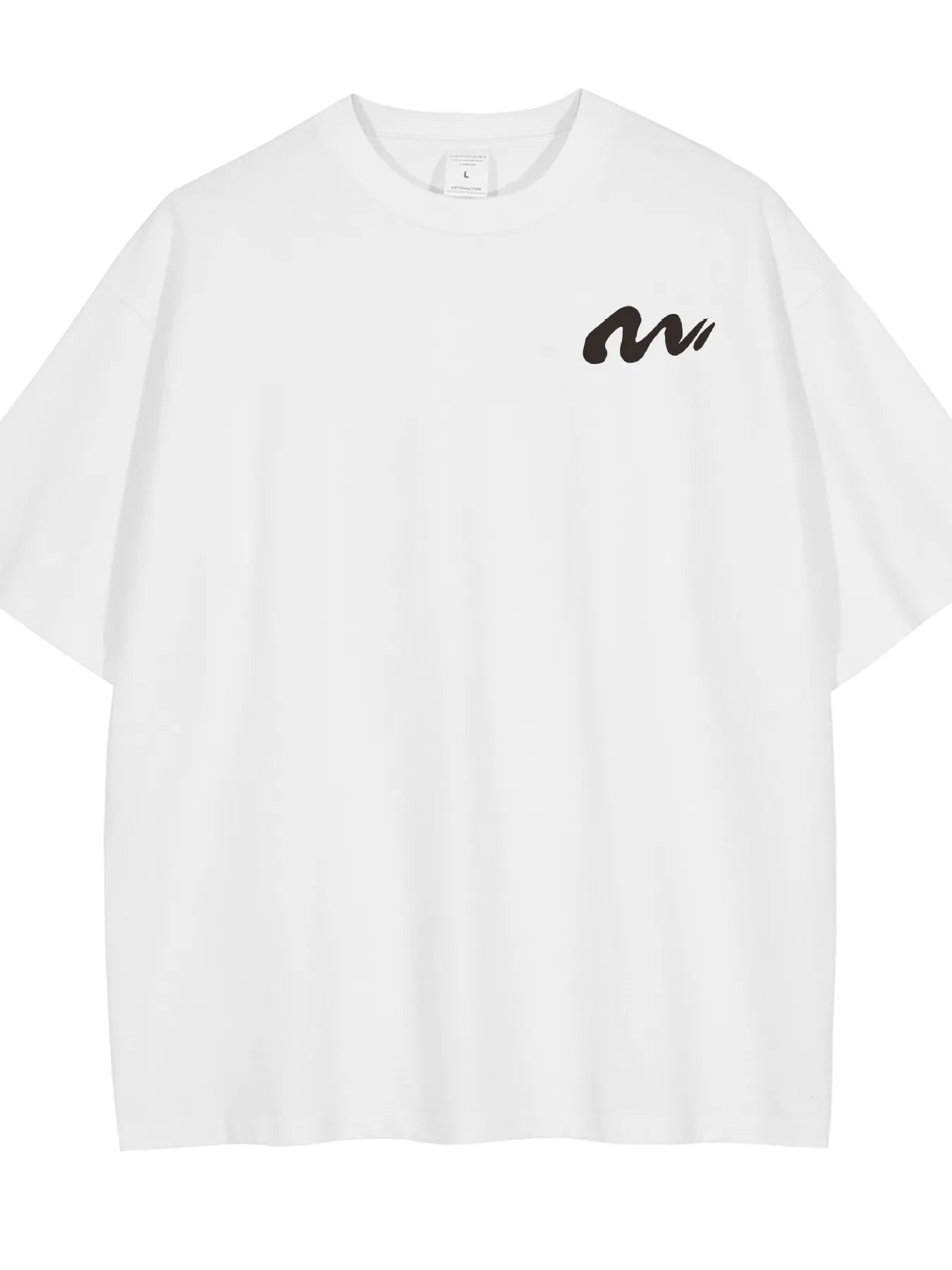 Round Neck Half Sleeve T-Shirt Plus Size in Black in White for Men