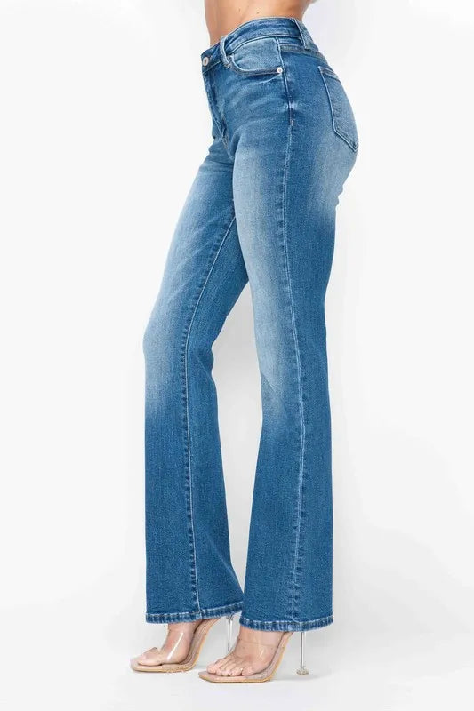 Plus Size Distressed High Rise Jeans with Pockets in Medium for Women