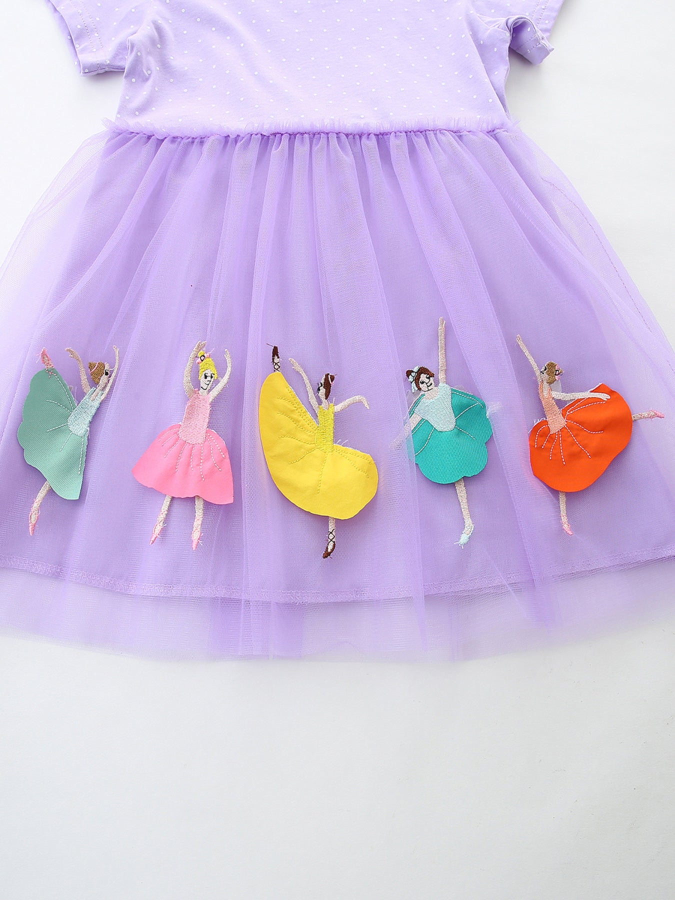 Ballet Dancer Embroidered Tulle Dress in Lavender for Girls