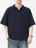 Plus Size Collared Neck Half Sleeve Polo in Royal Blue for Men
