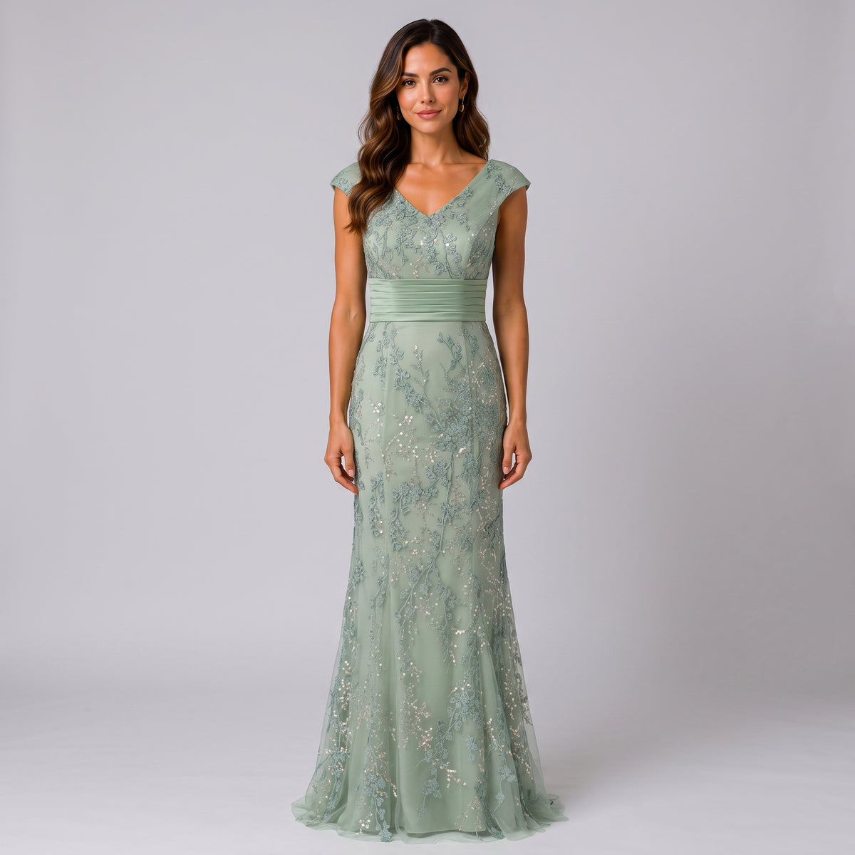 serena grey lace dress Embroidered Sequin Mermaid Gown life-event-vow-renewal-ceremony-outfits