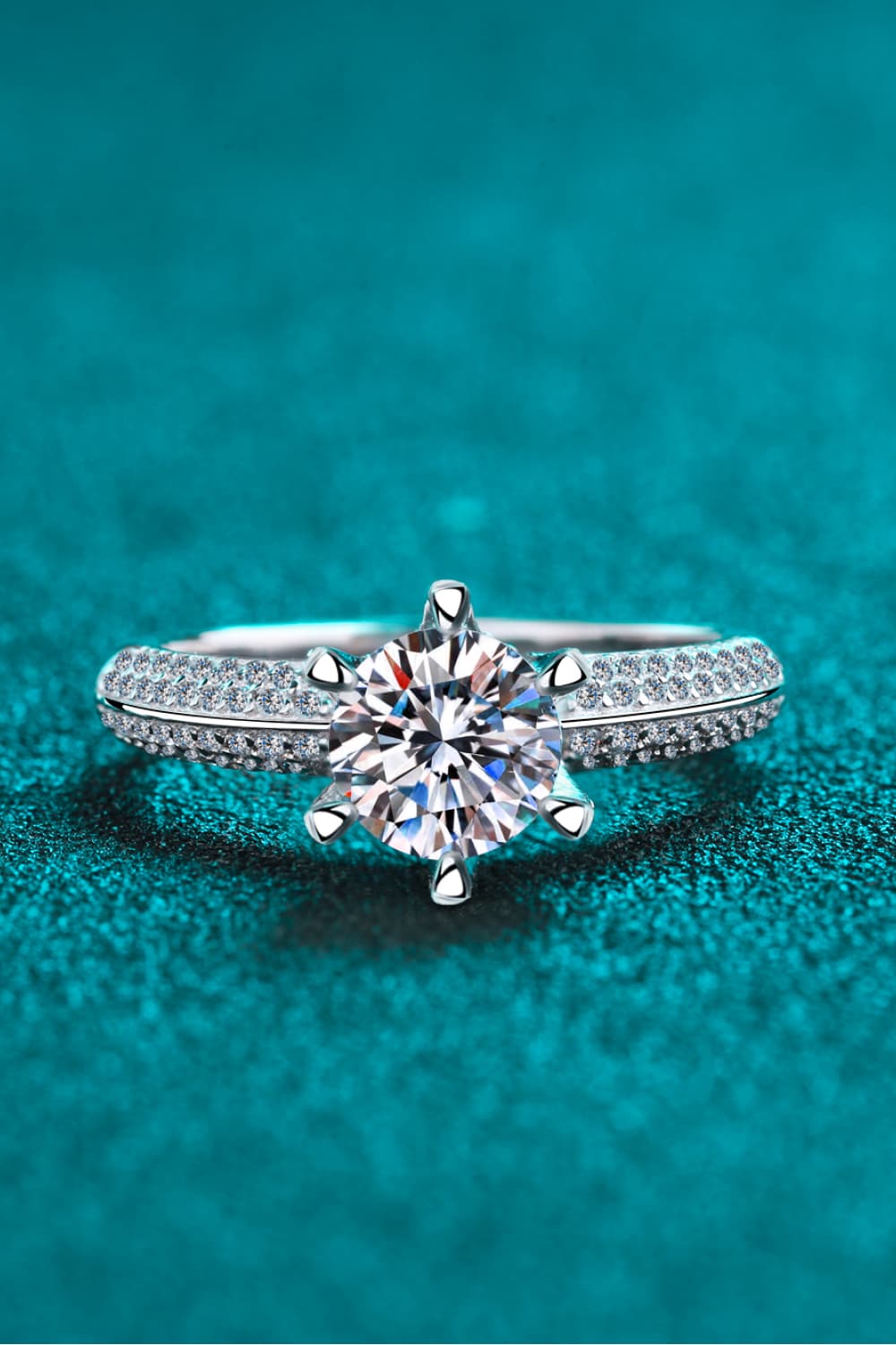 2 Carat Moissanite 925 Sterling Silver Side Stone Ring for Women