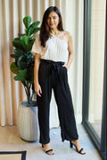 Marvelous in Manhattan One-Shoulder Jumpsuit in White/ Black in White Black for Women