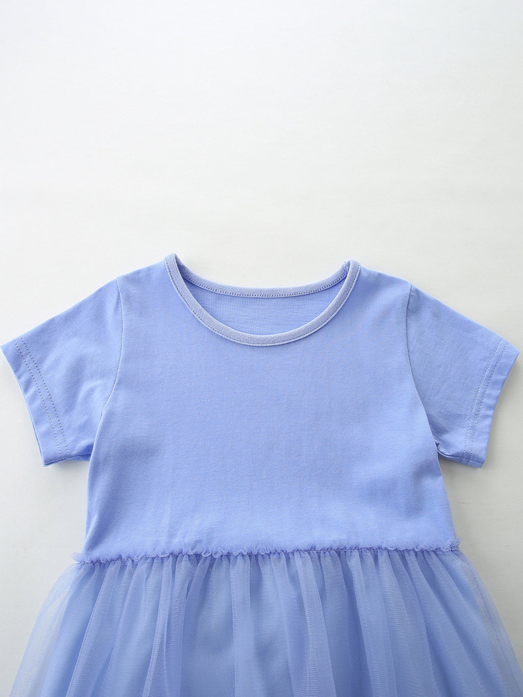Horse Embroidered Tulle Dress in Dusty Blue for Girls