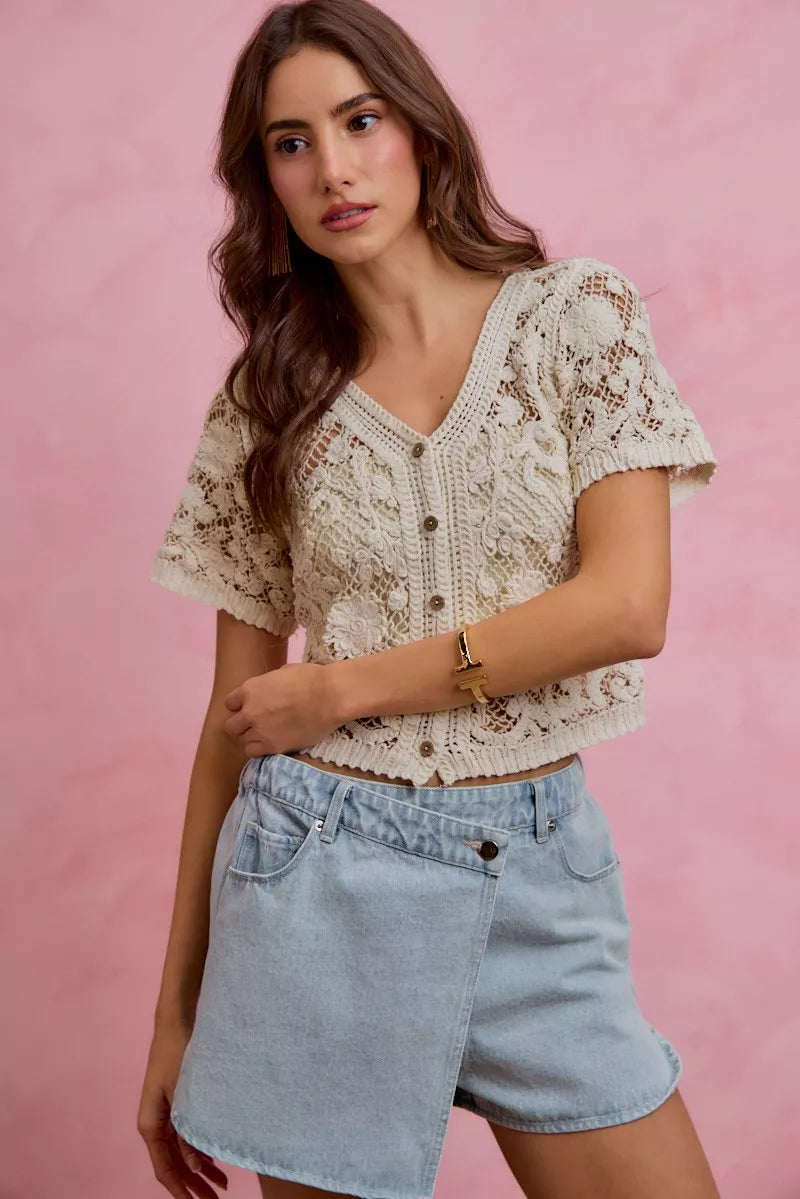 Washed Denim Wrap Skorts for Women