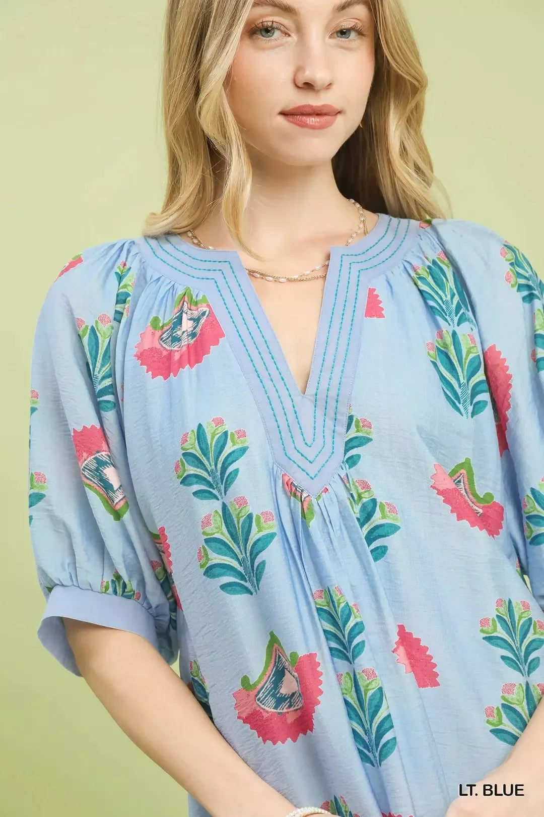 Abstract Print Mini Dress in Light Blue for Women