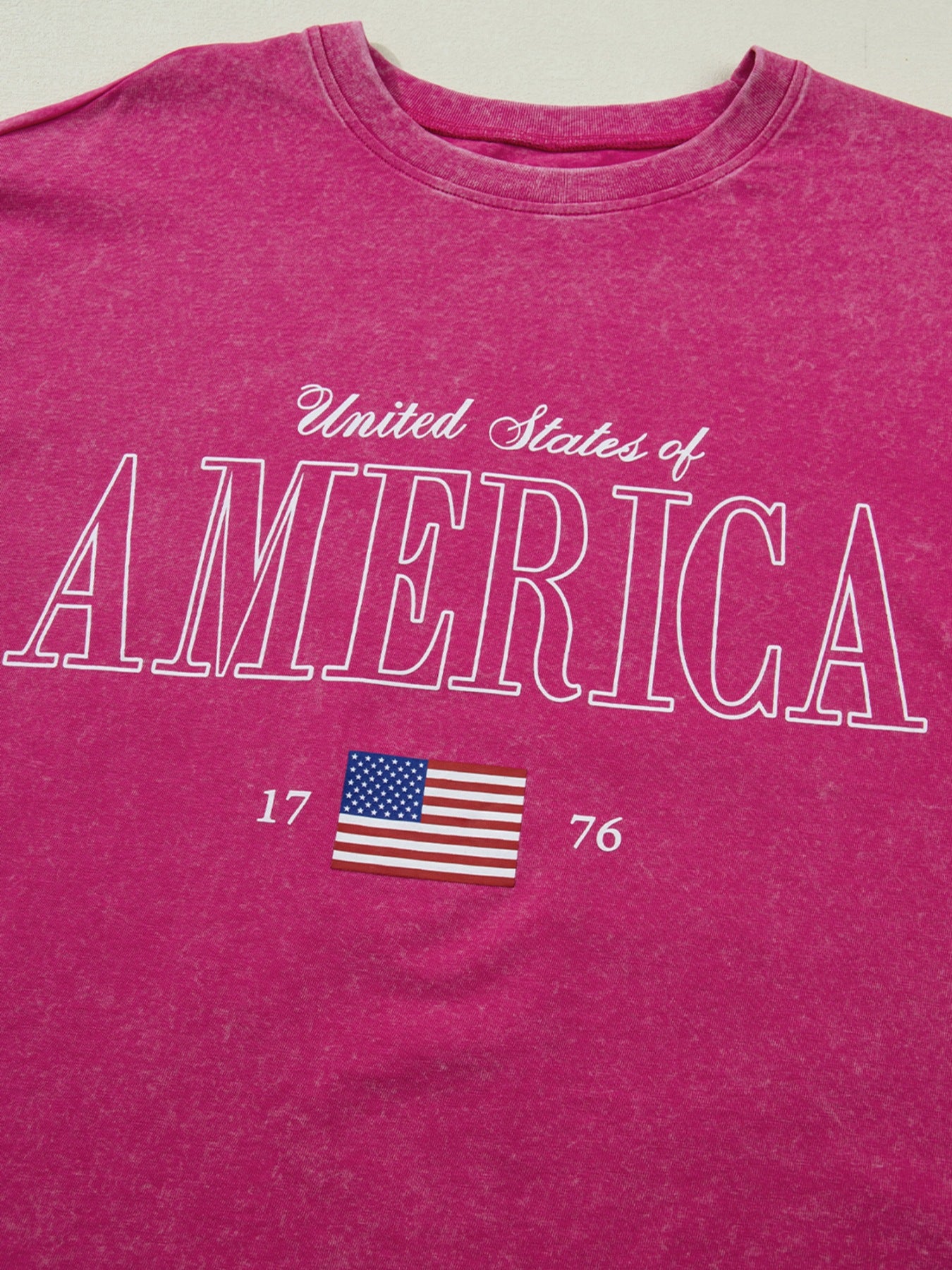 America 1776 Graphic Mineral Wash Cotton Tee for Women