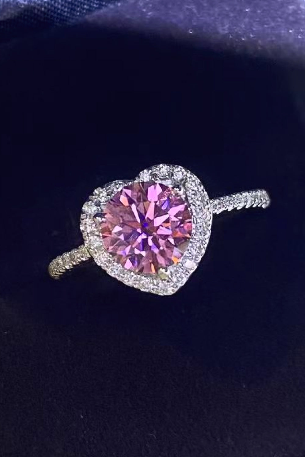 Lifelong Journey 1 Carat Moissanite Heart Ring in Pink Heart for Women
