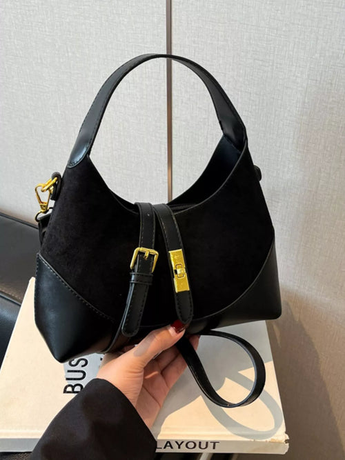 Buckle Leather Shoulder Bag for Women