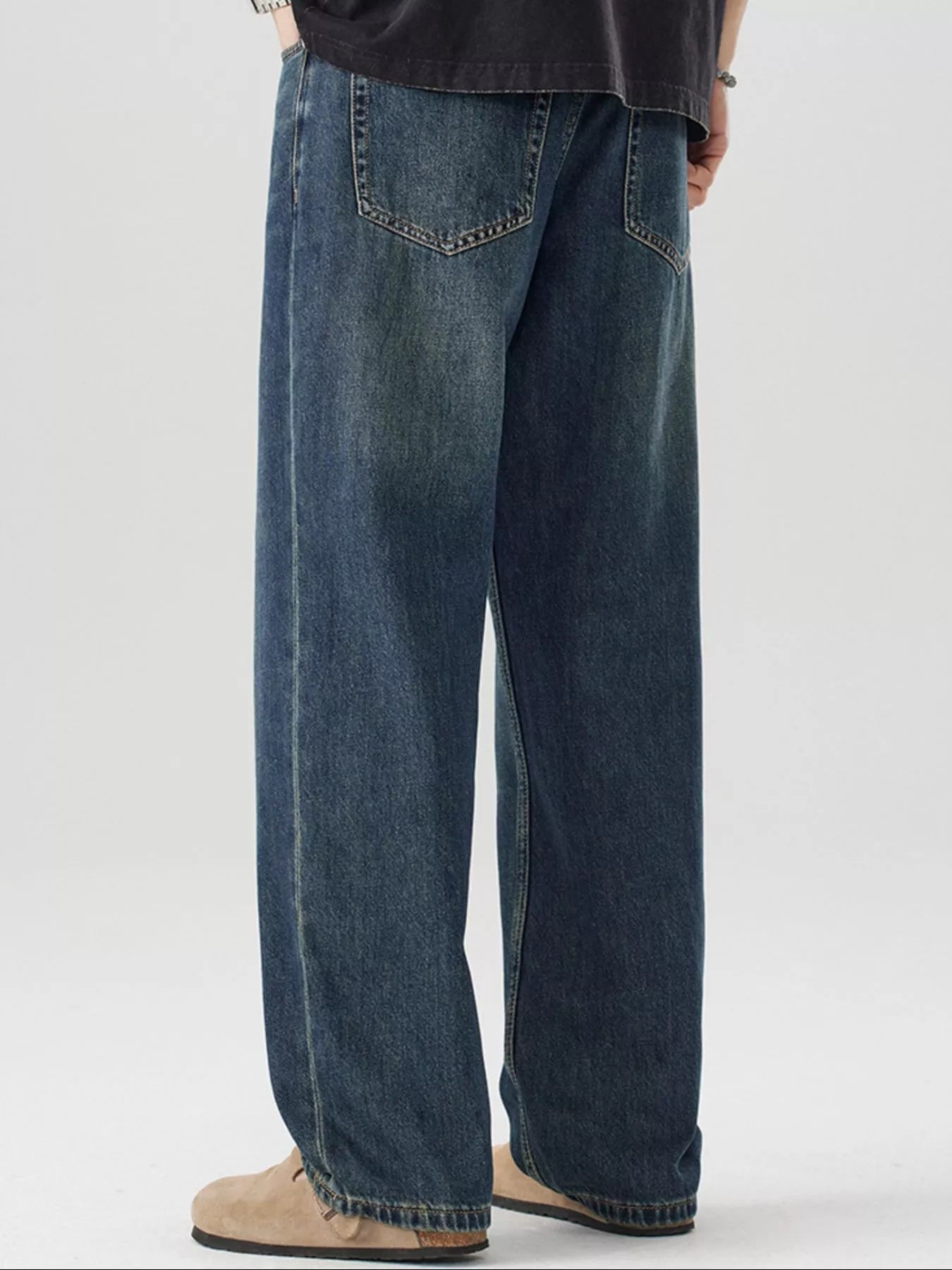 Vintage Wash Wide Leg Jeans in Nostalgic Orchid for Men